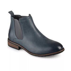 Vance Co Mens Ankle Round Toe Pull On Comfortable Dress Boots Navy Size 8W NIB